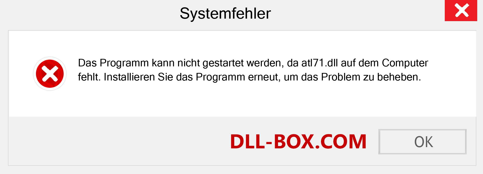 atl71.dll-Datei fehlt?. Download für Windows 7, 8, 10 - Fix atl71 dll Missing Error unter Windows, Fotos, Bildern